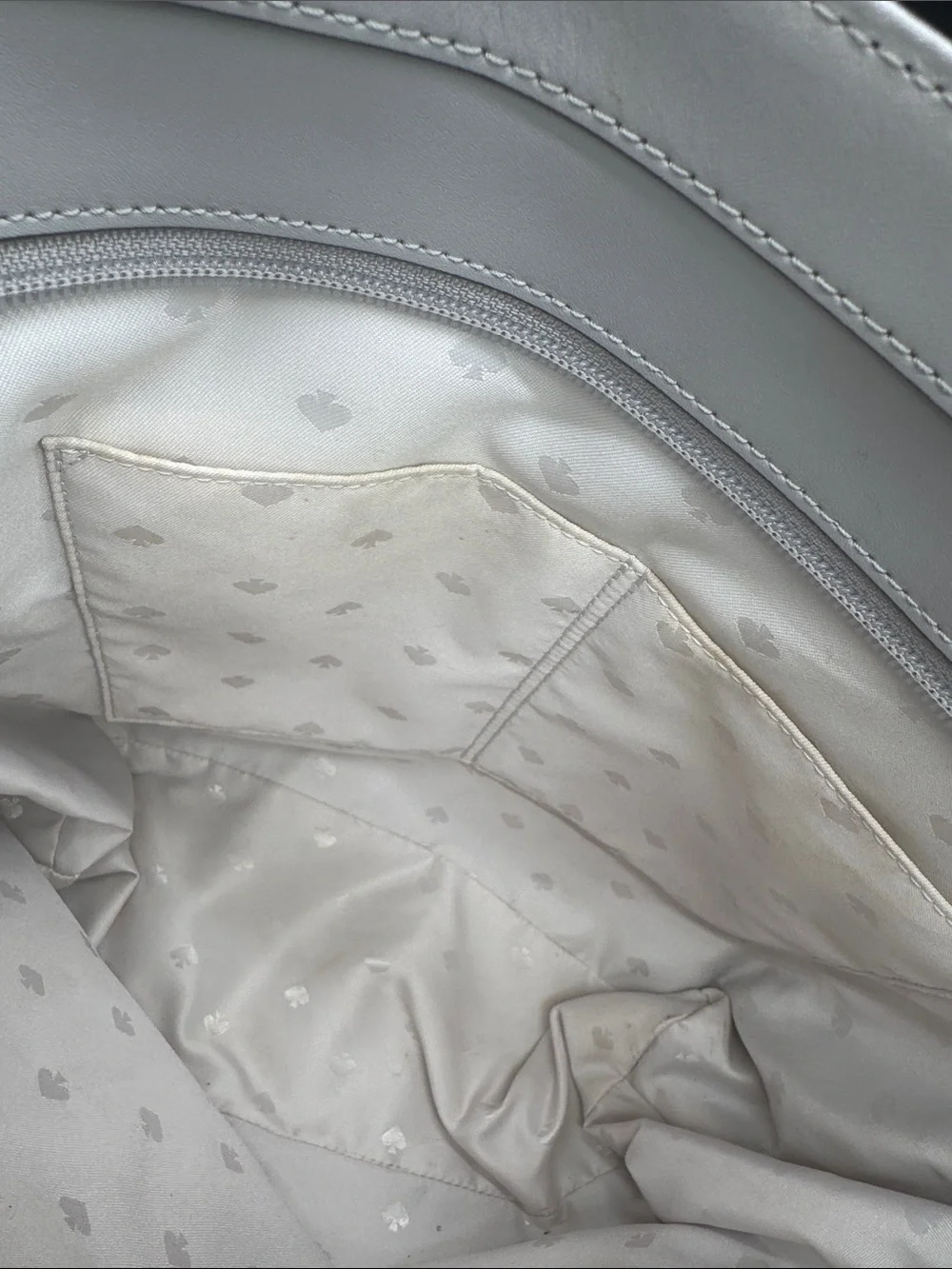 kate spade Kerri Medium Zip Tote Gray Smooth Leather